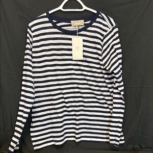 Zara Navy and White Striped Top